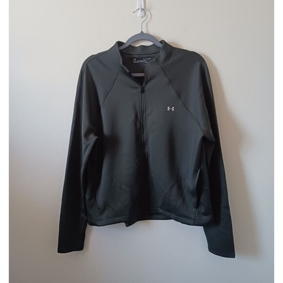 Under Armour Coldgear Jacket Full Zip Fitted Lightweight Dark Green XL - Picture 1 of 5